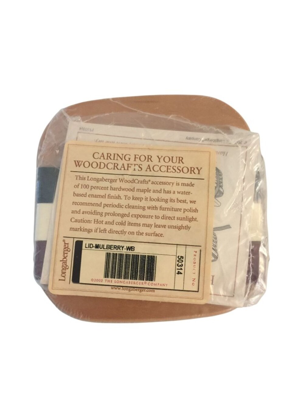 Longaberger Wooden Lid Mulberry WB #50314